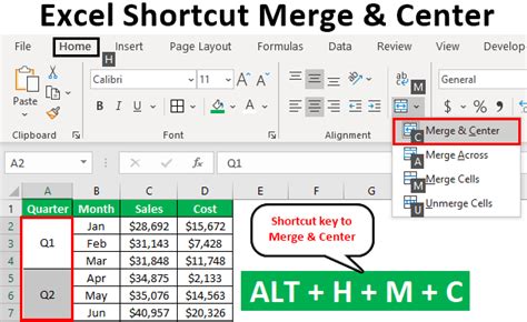 ctr shortcuts|shortcut for merge and center.